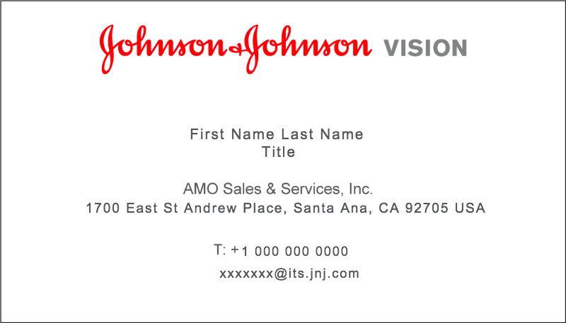 AMO Sales & Service - 500 Business Cards - No Mobile Phone – Johnson &  Johnson Business Card Portal